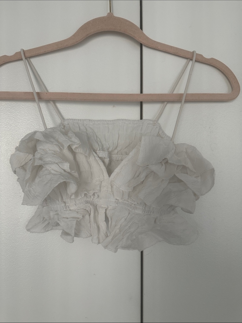 SHEIN White Ruffled Cropped Cami Top